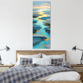 Toile Paysage côtier fluide abstrait bleu et or (Insitu(Chambre))