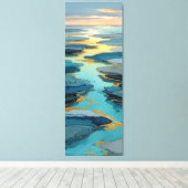 Toile Paysage côtier fluide abstrait bleu et or (Insitu (Plancher de Bois))