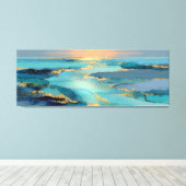 Toile Paysage côtier fluide bleu et or abstrait (Insitu (Plancher de Bois))