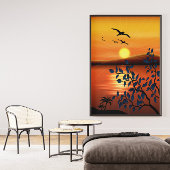 Toile paysage coucher de soleil