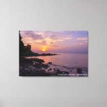Paysage de crépuscule de plage de ciel de coucher