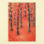 Toile Paysage de la forêt de Birch<br><div class="desc">Peinture d'un bouleau ou d'une forêt de trembles à l'automne. Bois rouge, orange et jaune semi-abstrait.</div>