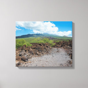 Toile paysage de lave et de montagne le long du sentier 