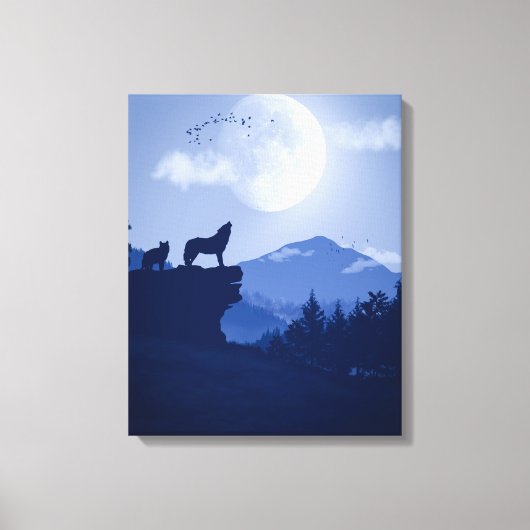 Toile Paysage de loup hurlant 2D (Recto)