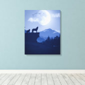 Toile Paysage de loup hurlant 2D (Insitu (Plancher de Bois))