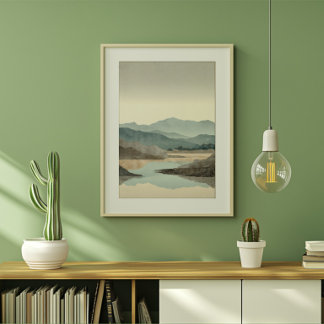 Toile Paysage de montagne embrumée zen