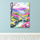 Toile Paysage de montagne florale (Insitu (Plancher de Bois))