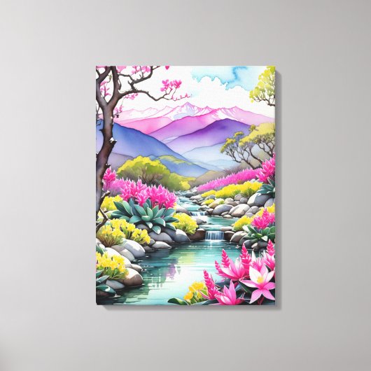 Toile Paysage de montagne florale (Recto)