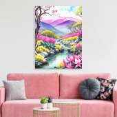 Toile Paysage de montagne florale (Insitu(Salon))