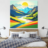 Toile Paysage de Montagne Rétro Mur Acrylique Art (Insitu(Chambre))