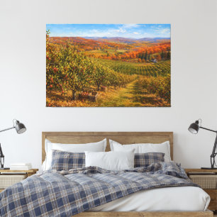 Toile Paysage de verger de pommiers en automne
