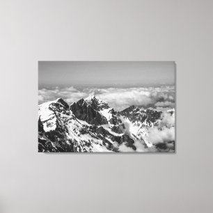 Toile Paysage des Alpes suisses noir et blanc