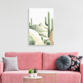 Toile Paysage Désertique Moderne Bohème Vert Sauge Cactu (Insitu(Salon))