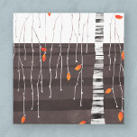 Toile Paysage d'hiver Art Arbre<br><div class="desc">La Dernière des Feuilles. Peinture minimaliste contemporaine représentant un arbre à la fin de l'automne ou de l'automne,  au début de l'hiver avec des feuilles en chute brillante sur un arrière - plan abstrait noir et blanc monochrome. Art original de Nic Squirrell.</div>