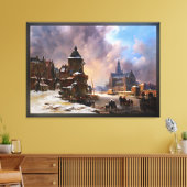 Toile Paysage D'Hiver Avec Frozen River Art Classique (Insitu(Salon))