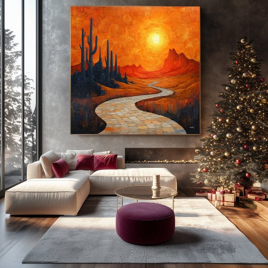 Toile Paysage du désert Abstrait orange monochromatique