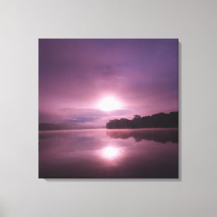 Toile Paysage du lever du soleil pourpre sur l'eau