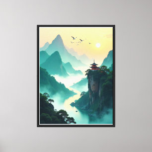 Toile Paysage du temple de la montagne Misty - Nat asiat