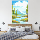 Toile Paysage ensoleillé avec montagnes (Insitu(Chambre))
