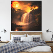 Toile Paysage Fantastique de Cascade au Clair de Lune Do (Insitu(Chambre))