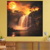 Toile Paysage Fantastique de Cascade au Clair de Lune Do (Insitu(Salon))