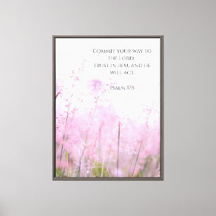 Toile Paysage fleur sauvage Bible Verse Psaume 37