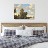Toile Paysage fluvial avec traversier, 1649 (huile sur t (Insitu(Chambre))
