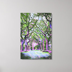 Toile Paysage forestier vert et violet Art numérique