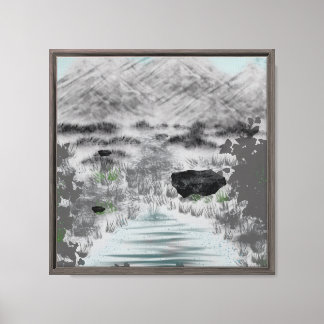 Toile paysage gris vintage