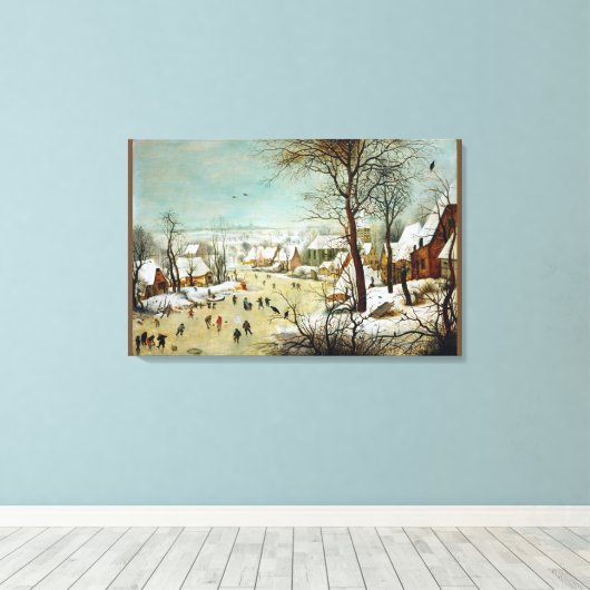 Toile Paysage hivernal avec patineurs et piège à oiseaux (Insitu (Plancher de Bois))