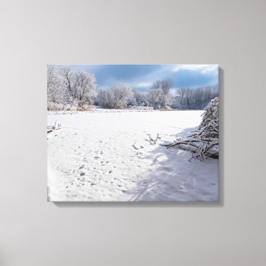 Toile paysage hivernal le long de l'étang et des forêts (Recto)
