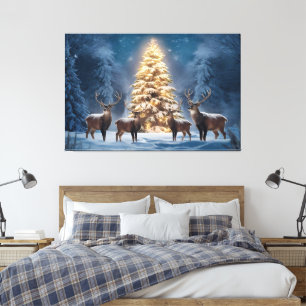 Toile Paysage hivernal serein avec Noël éclatant