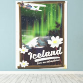 Toile Paysage islandais affiche de voyage de style vinta (Insitu (Plancher de Bois))