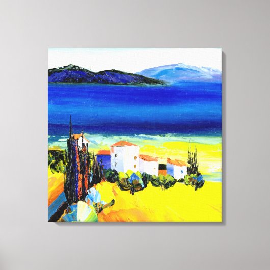 Toile Paysage jaune et bleu (Recto)