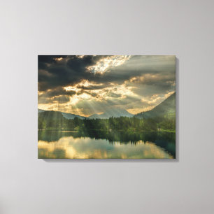Toile Paysage - Lac, Arbres, Montagnes et Ciel