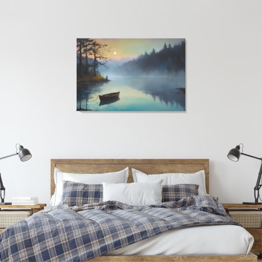 Toile Paysage matinal d'une rivière dans une forêt brume (Insitu(Chambre))