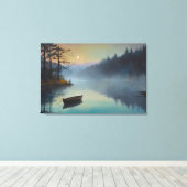 Toile Paysage matinal d'une rivière dans une forêt brume (Insitu (Plancher de Bois))