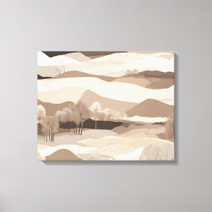 Toile Paysage minimaliste neutre beige de collines