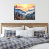 Toile Paysage moderne Watercolor Mountain Sunset (Insitu(Chambre))