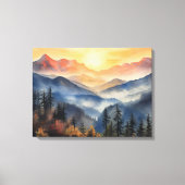 Toile Paysage moderne Watercolor Mountain Sunset (Recto)