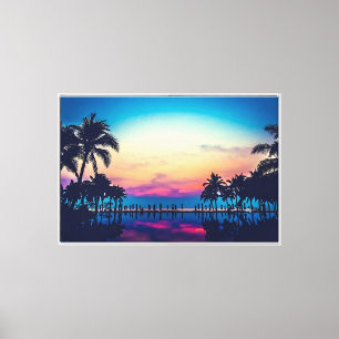 Toile Paysage naturel avec piscine et palmiers-25925