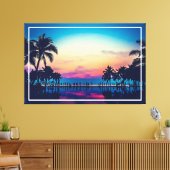 Toile Paysage naturel avec piscine Palmiers (Insitu(Salon))