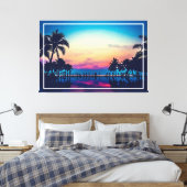 Toile Paysage naturel avec piscine Palmiers (Insitu(Chambre))