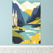 Toile Paysage naturel de la cascade (Insitu (Plancher de Bois))