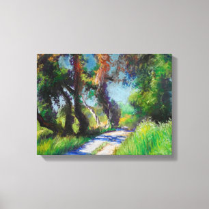 Toile Paysage Pastel d'Oliveraie Ensoleillée