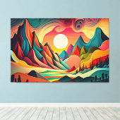 Toile Paysage psychédélique coloré (Insitu (Plancher de Bois))