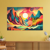 Toile Paysage psychédélique coloré (Insitu(Salon))