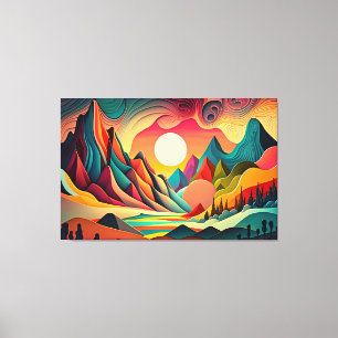 Toile Paysage psychédélique coloré