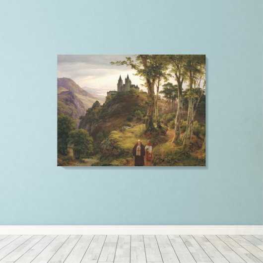 Toile Paysage romantique avec complexe de monastères (Insitu (Plancher de Bois))