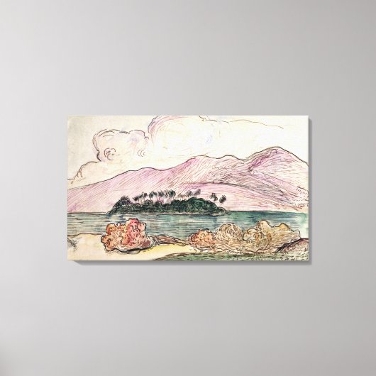 Toile Paysage tahitien (avec papier) (Recto)